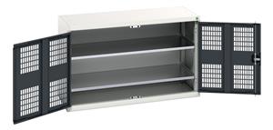 verso ventilated door cupboard with 2 shelves. WxDxH: 1300x550x800mm. RAL 7035/5010 or selected Bott Verso Ventilated door Tool Cupboards Cupboard with shelves